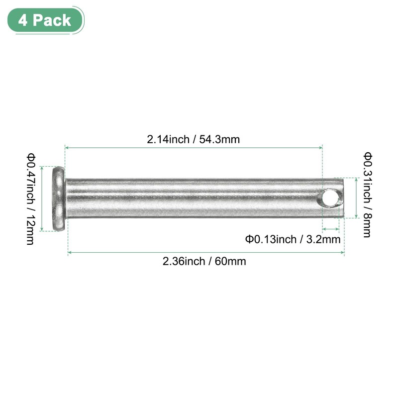 M METERXITY 4-Pack Single Hole Clevis Pins, M8 x 60mm