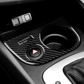 KUNGKIC For Seat Leon Mk2 FR 1P1 5F1 Cupra/Cupra R 2005-2012 Carbon Fibre Car Water Cup Holder Warning Light Frame Cup Holder Decorative Interior Sticker Accessories, Gift (Black)