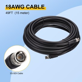 sourcing map 49FT 3G-SDI Cable, HD-SDI Video Cable 75 Ohm RG6 BNC Cable 18AWG Cable Wire Supports HD-SDI/3G-SDI for Camera Surveillance CCTV System