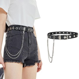 Leather Belt for Women, Belt Women's Black, Skinny Waist Belt with Pin Buckle, Adjustable Narrow Waist Belt for Women, Belt Buckle for Dresses Jeans, 3 cm Wide Women's Fashion Accessories, black, M