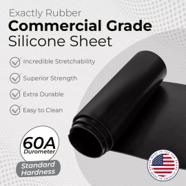 Exactly Rubber Black Silicone Sheet 60A 1/16 x 9 x 24 Rubber Mat Made in USA Gasket Material