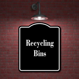 Recycling Bins BLACK Aluminum Composite Sign 8.5''x10''