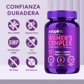 Vitaminas para Mujer con Colágeno Hidrolizado, Inositol, Biotina, Ácido Fólico y Complejo B – Multivitamínico Mujer 23 Vitaminas y Minerales – Supleme