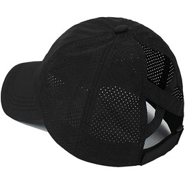 KFXFENQ Womens Criss Cross Ponytail Hat Quick Drying Baseball Cap Sun Hats UV Protection Sport Cap (Black)