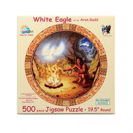 SUNSOUT INC - White Eagle - 500 pc Round Jigsaw Puzzle by Artist: Aron Gadd - Finished Size 19.5" rd - MPN# 21804