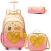 Kids Bowtie Heart Rolling Backpack for Girls Trolley Suitcases Luggage