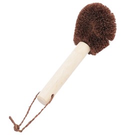 Tetsudo-do x Tomiichi Nakanishi Koubou Scourer with Handle for Frying Pans, Natural Wood Handle, For Frying Pans, Easy to Use, For Everyday Use, Tawashi with Handle, No Burns