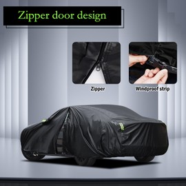 Car Cover Custom Fit for Ford Mustang 1994-2023, for Chevy Camaro 2010-2023, Waterproof All Weather Full Exterior Cover Rain Hail Sun Protector Car Cover with Door Zipper