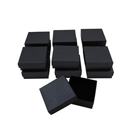 Paquete de Cajas Para Joyería Y Regalo Forrada en Papel "Negro" Texturizado No.6 | Paquete con 12 Piezas