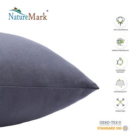 NatureMark Pack of 2 Jersey Cushion Covers, Side Sleeper Pillows, Neck Pillows, Many Sizes and Colours, Oeko-Tex (40 x 40 cm, Anthracite Grey)