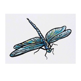 'Blue Dragonfly' Temporary Tattoo - Water Resistant, Skin-Safe, Non-Toxic Transfer (TO00069011)