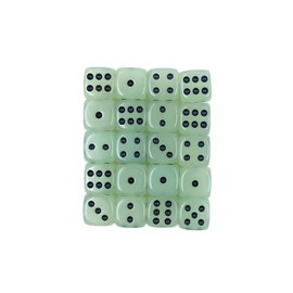 DollaTek 20 x D6 Sided 14mm Glow in the Dark Dice with Black Bag for Dice Games or Math Teaching