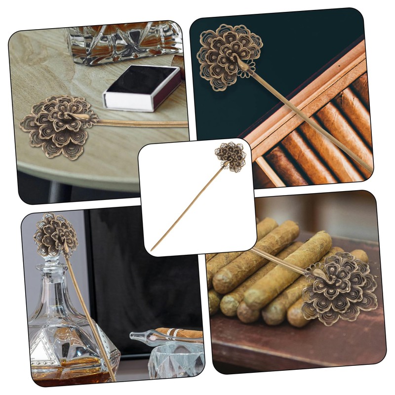 Healeved 5pcs Cigar Enthusiast Tool Cigar Punch Tool Peacock Design
