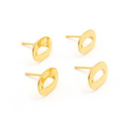 Vintageparts FACHHANDEL FÜR SCHMUCKZUBEHÖR Oval Stud Earrings Stainless Steel in Gold 4 Pieces to Make Your Own Jewellery as Women's and Men's Jewellery Children's Jewellery DIY Jewellery
