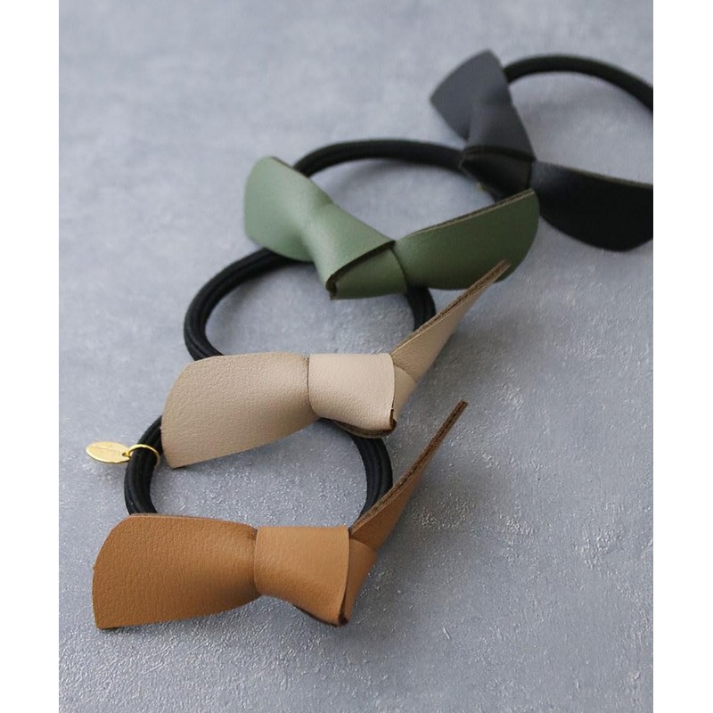 [ヴァンテーヌ] VINGTAINE ヘアゴム フェイクレザー リボン 大人カジュアル オフィス シンプル ヘアアクセサリー 大人カジュアル