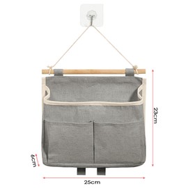 Baxcdyswe Pack of 2 Hanging Organisers, Hanging Storage, High Capacity Foldable Wall Organiser, Bag with Hooks for Bathroom, Storage with 3 Compartments for Home, Office, Shop, Motorhome (Grey)