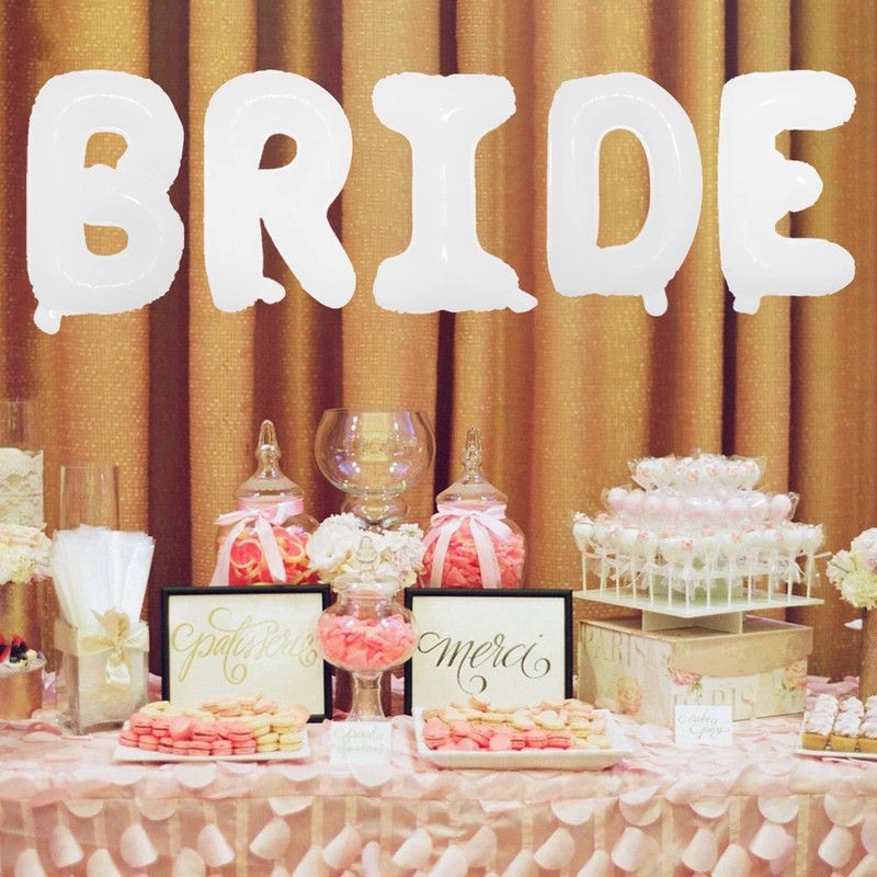 Tellpet White Bride Balloons for Bridal Shower, Bride To Be