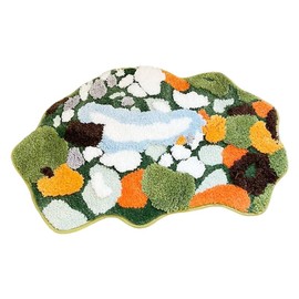 LAKEA Luxury Green Moss Style Turfting Rugs Irregular Moss Carpet Landscape Rug Patio Nordic Fluffy Bedside Area Rug Abstract Art Mat (35.4X23.6 inch)