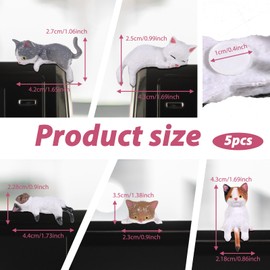 Tucnoeu 5pcs Cute Cat Fingurine Computer Monitor Decor, Mini Cat Figurines, Girl Car Accessories Interior, Mini Resin Cats for Computer Monitors, Car Screens, Desks