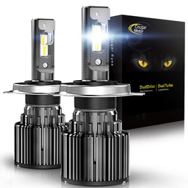 Cougar Motor H4 Auxiliary Fog Bulb, ATV UTV Only Use 300% Brighter 6000K White Adjustable Beam Quick Installation Plug and Play, Pack of 2