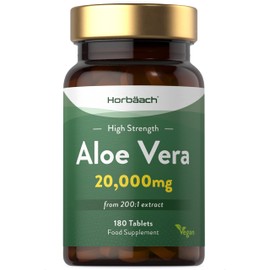 Aloe Vera Tablets | High Strength 20000mg | 180 Count | Colon Cleanse & Digestion | Suitable for Vegetarians & Vegans | by Horbaach