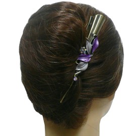 JCGY Flower Metal Alligator Beakclip Duckbill Long Narrow Hair Clip purple For All Hair Type