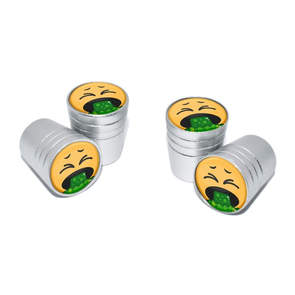 Elektroplate Puke Face Matte Chrome Aluminum Tire Valve Stem Caps