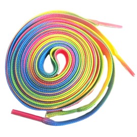 Shoeslulu 46" Premium Flat Laces Fashion Sneakers Shoes (46 in. (117 cm), Rainbow Pride)