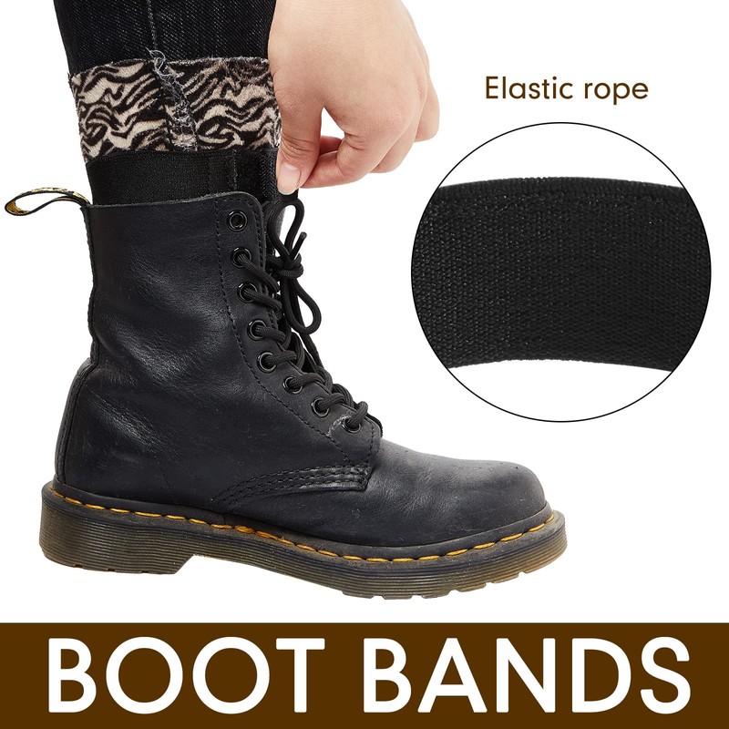 Chivao 8 Pieces Black Boot Blousers Elastic Military Boot Straps