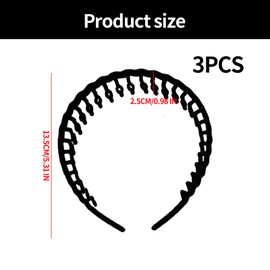 Larfraecy Hair Headbands for Women Men Girls 3Pcs Plastic Zigzag headband,Sports Hair Bands,Tooth Hair Comb Headband,Elastic Wavy Spring Wave Hair Band,Non-slip Hair Hoop Outdoor,Daily Wear