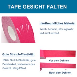 Face Lifting Tape, Face Tape Lifting Face, Pack of 4 Face Tape Against Wrinkles, Anti Wrinkle Face Tape for Firming and Double Chin, Face Tapes Against Wrinkles (Skin + Pink)