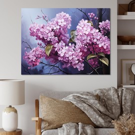 DesignQ Pink Canvas wall art, Lilacs Wall Art, Surreal Beauty In Lilac Fragrance, Lilacs Wall art decor, 20x12 inches