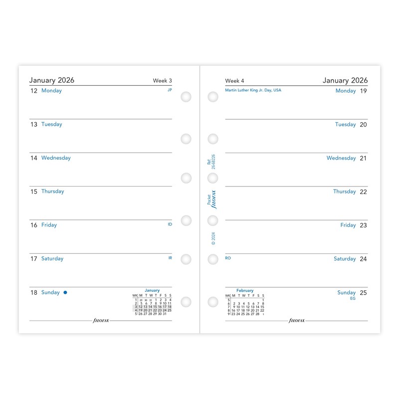 Filofax Pocket week per page English 2026 diary 26-68226