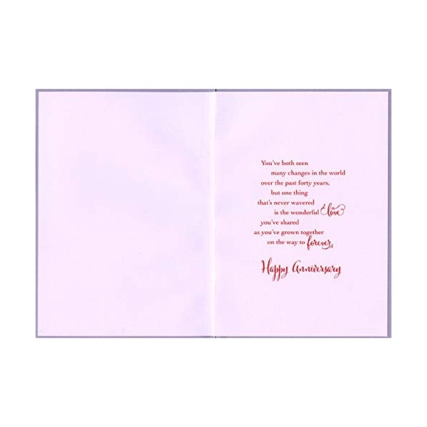 Designer Greetings Lasting Love: Red Rose Closeup Inside Rectangular Die Cut Window 40th : Fortieth Wedding Anniversary Congratulations Card for Couple