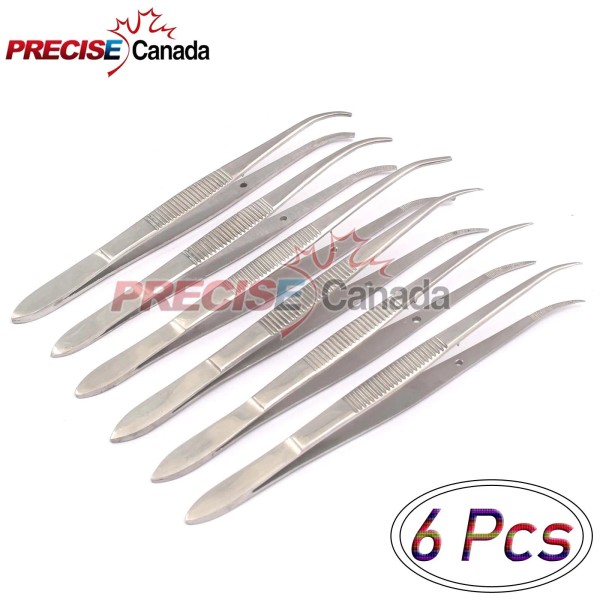 PRECISE CANADA 6 PCS 3.5" CURVED SPLINTER FORCEPS TWEEZERS FINE