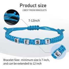 Best Friend Bracelet Matching Couples Gift for 2 Cord Bracelet Distance Friendship String Wristband,Blue