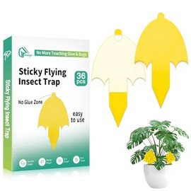36 Pcs Umbrella Sticky Traps for Fungus Gnat, Flying Insect, Whitefly and Fly, Yellow Sticky Insect Catcher Trap for Indoor/Outdoor, Kitchen, and Plants, High-End Glue, Pro-Grade 0.50mm Thick, 4 Shape