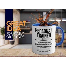 Flairy Land Personal Trainer Two Tone Blue Edition 11oz - personal trainer definition B - Gym Fitness Instructor Coach Weighlifting Athlete Bodybuilding Exercise Training Workout