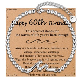 OAVOOK 60th Birthday Gifts for Women Wave Bracelet 60 Years Old Birthday Jewelry for Mom, Grandma, Wife, Mother-In-Law