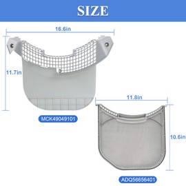 ADQ56656401 Dryer Lint Filter Upgraded Stainless Steel Mesh & MCK49049101 Lint Trap Cover Housing for LG ADQ566564 & Ken-more Elite Dryer Lint Screen Replacement