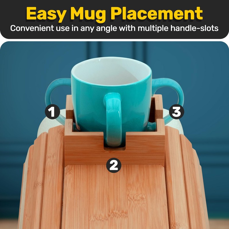 Bamboo Couch Cup Holder for Drink & Snack, Couch Arm