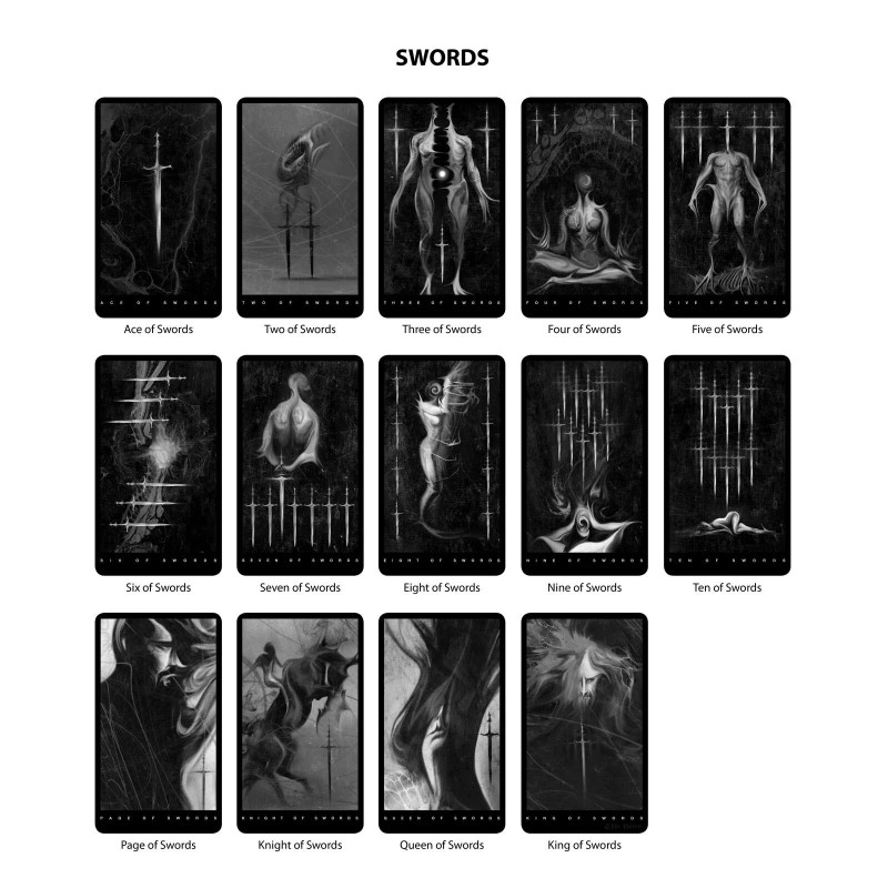 Black Tarot Cards Deck For Shadow Work By Da Brigh