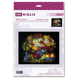 RIOLIS Counted Cross Stitch Kit 19.75 x 15.75 Inches Still Life With Chrysanthemums (14 Ct)