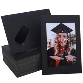 Meonua 50 Pack Standing Paper Picture Frames,4x6Cardboard Photo Frame with Easel,Paper Photo Frame Cards,Gallery Frames Bulk For DIY,Father's Day,Mother's Day，Classroom (black)