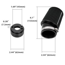WEIYINGSI High Performance Upgraded 62mm Air Filter Adapter Intake and Spark Plug Kit for Predator 212cc 6.5Hp Baja MB165 & MB200 BK200 BT200X RT200 Mini Bike Go Kart Black