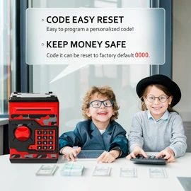 ATM Piggy Bank for Boys Girls, Vcertcpl Mini ATM Coin Bank Money Saving Box with Password, Kids Safe Money Jar for Adults with Auto Grab Bill Slot, Great Gift Toy Bank for Kids(Camouflage Red)