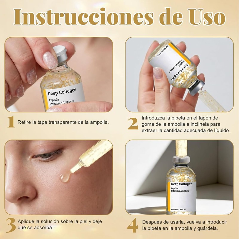 2Pcs Sérum Facial Antiedad con Colágeno Profundo y Péptidos 40ML