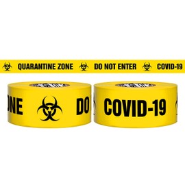 Presco Premium Printed Barricade Tape [3 mil thick]: 3 in. x 1000 ft. (Yellow with Black "QUARANTINE ZONE DO NOT ENTER " printing) [NON-ADHESIVE]