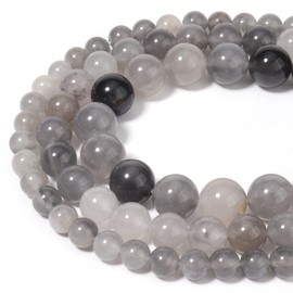 HAAMIIQII 45pcs 8mm Natural Cloudy Quartz Crystal Beads Round Loose Gemstone Beads for Jewelry Making DIY Bracelet Necklace