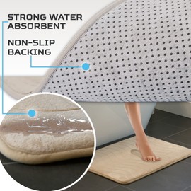 Elvoki Luxury Bathroom Rugs Set 5 Piece - Memory Foam Bath Mat Set, Toilet Rug Set. Strong Absorbent, Non-Slip, Ultra Soft, Easy to Clean, Beige